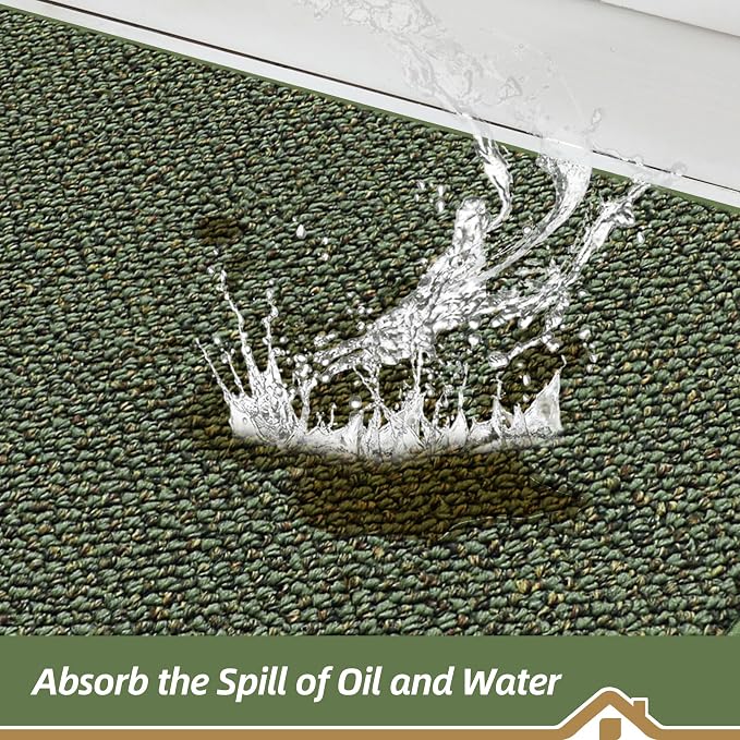 BEQHAUSE Kitchen Rugs 24"x36", Non-Slip Kitchen Mats for Floor, Super Absorbent and Stain Resistant Kitchen Rugs, Machine Washable Rugs for Kitchen, Hallway, Laundry & Sink, Green