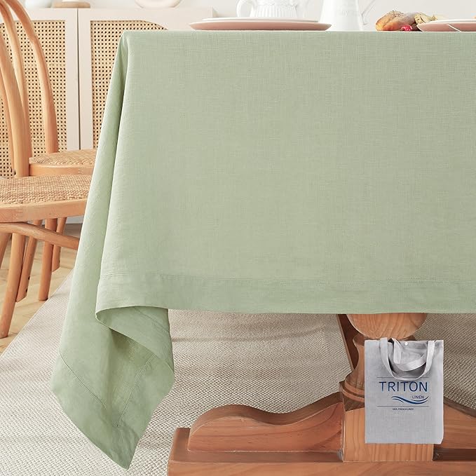 100% Pure Linen Tablecloths 60x90Inches,Rectangle Table Cloth for Dining,Picnic,Weddings and Restaurants,Durable Stonewashed Tablecloths (Re-Sage, Rectangle - 60 x 90 Inch)