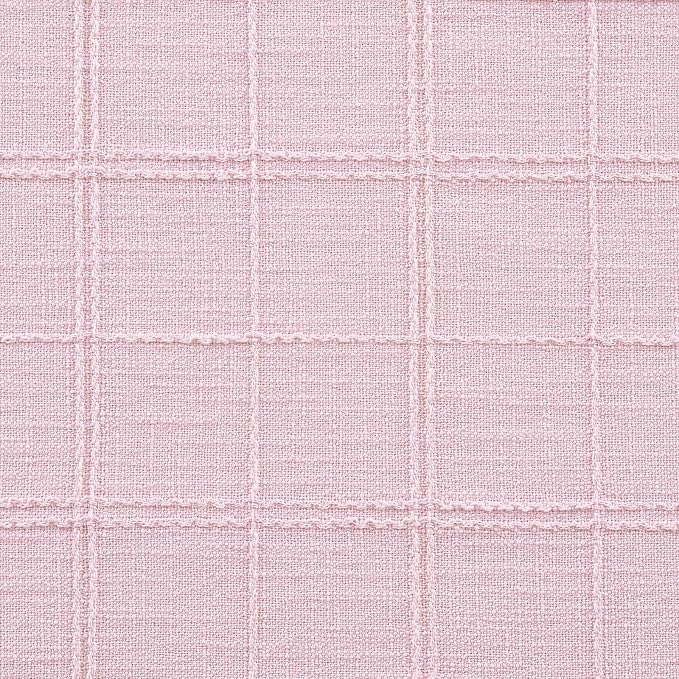 ZeeMart Linen Checked Farmhouse Table Runner, 13x108 Inches Pink | Raised Grid Design, Rich Woven Texture, Linen Blend Table Runners 108 Inches Long, Machine Washable, Boho Home Kitchen Decor
