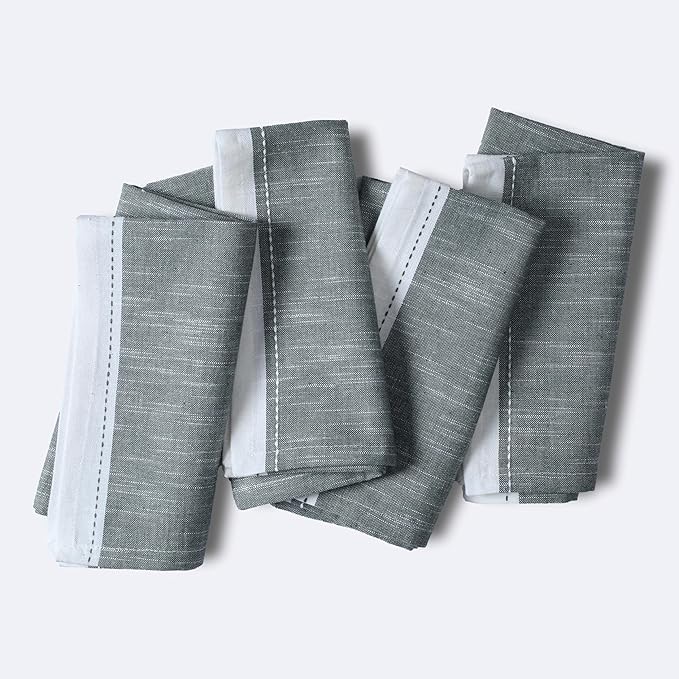 Palisa Cotton Cloth Dinner Napkins Set of 4 Contrast Boarder Napkin for Dinning Table Linen Decor Everyday Party Use Wedding Reception Farmhouse 18x18 Inch – Dark Olive