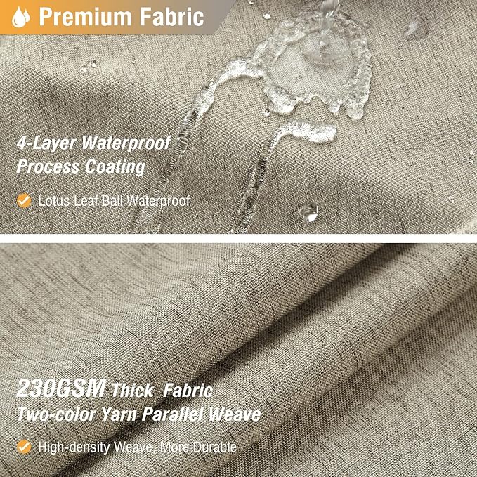 BTTN Extra Long Shower Curtain - 72 x 84 Inch Long Linen Textured Heavy Duty Fabric Shower Curtain Set with 12 Plastic Hooks, Large Hotel Spa Luxury Waterproof Shower Curtains for Bathroom - Khaki/Tan