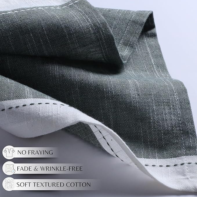 Palisa Cotton Cloth Dinner Napkins Set of 4 Contrast Boarder Napkin for Dinning Table Linen Decor Everyday Party Use Wedding Reception Farmhouse 18x18 Inch – Dark Olive