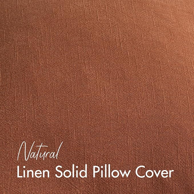 26x26 Inch Set of 2 Decorative Linen Solid Throw Pillow Covers Boho Accent Farmhouse Couch Pillowcases Modern Netural Euro Home Decor for Couch Sofa Living Room Bed,Rust