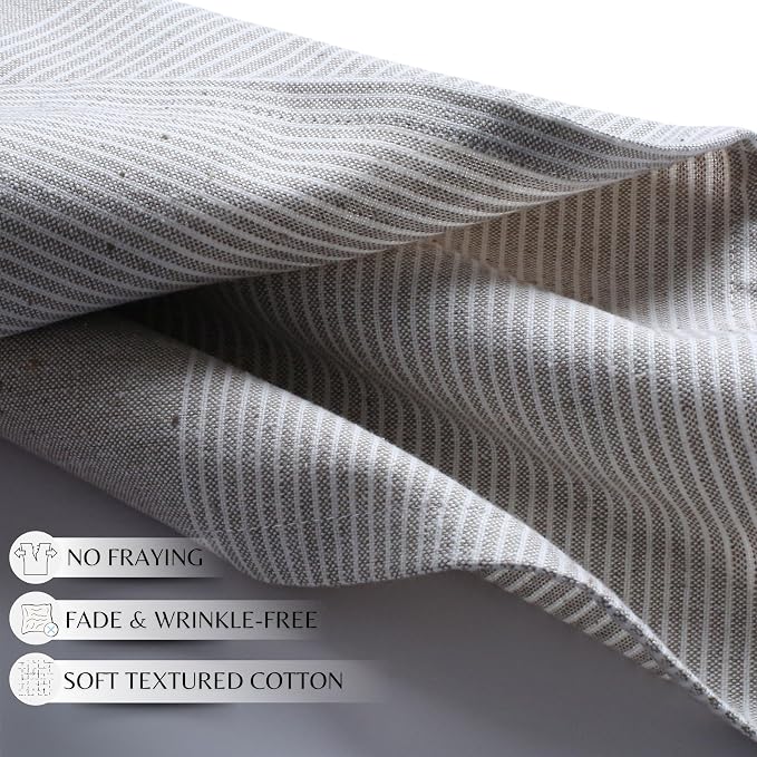 Ramanta Home Cloth Napkins Set of 12 Taupe 18x18 Inches - Spring Basket Decor Block Striped Dinner Napkins for Easter Farmhouse Wedding, Washable Soft Cotton Durable Table Linen for Everyday Use
