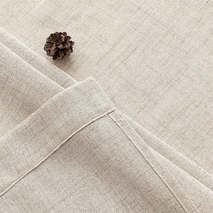 MIULEE Faux Linen Curtains 63 Inch Length 2 Panels Natural Semi Sheer Curtain with Back Tab Rod Pocket, Light Filtering Window Privacy Burlap Drapes for Living Room Bedroom 42W x 63L Linen