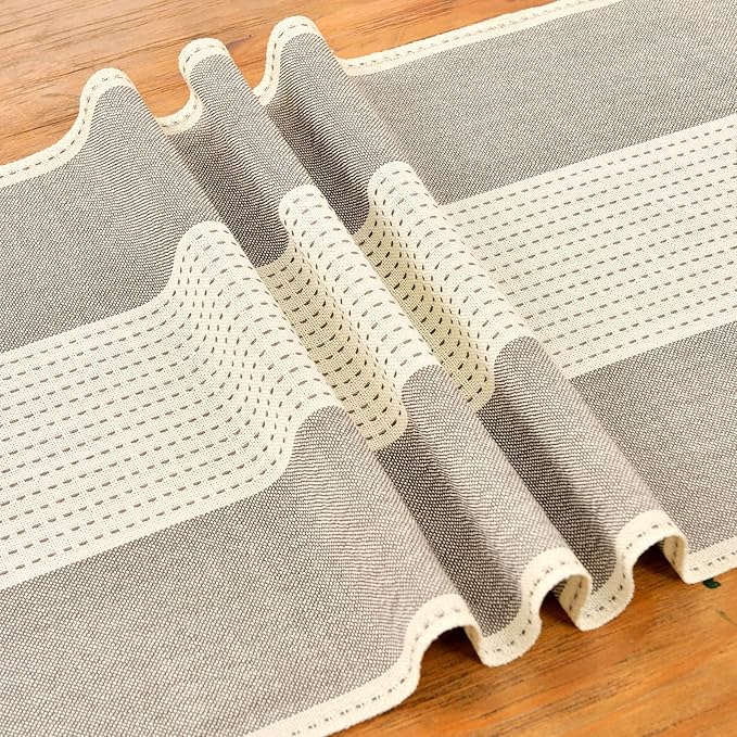 Wracra Linen Table Runner, Farmhouse Macrame Table Runners 72 Inches Long for Dining Table Decor, Wedding, Party and Dresser Decor (Dark Coffee,72")