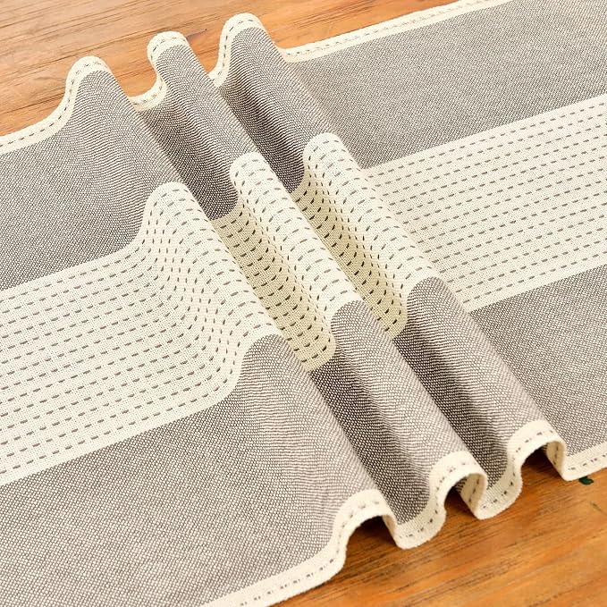 Wracra Linen Table Runner, Farmhouse Macrame Table Runners 48 Inches Long for Dining Table Decor, Wedding, Party and Dresser Decor (Dark Coffee,48")