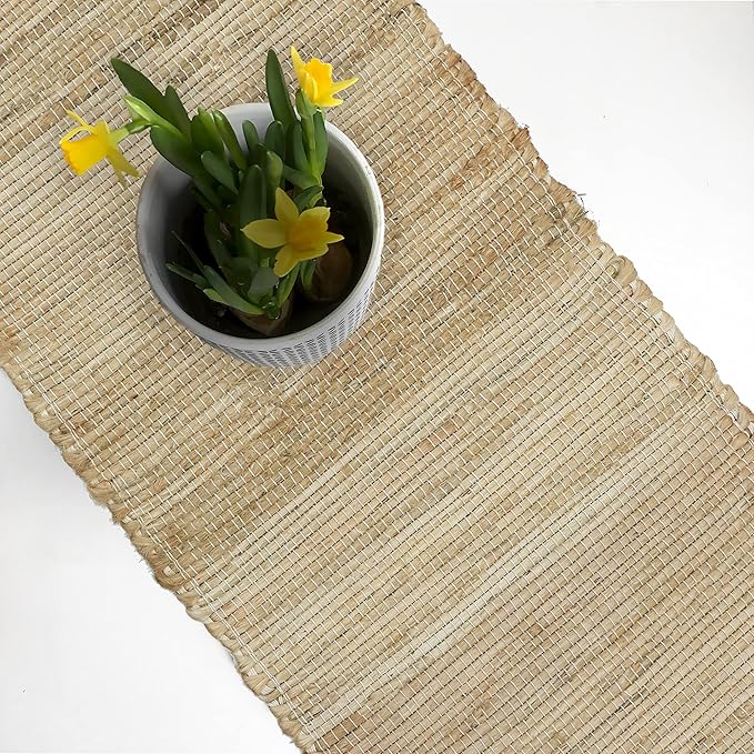 The Home Talk Jute Cotton Hand Woven Table Runner/Placemats (Table Runner, Natural, 13" x 108")