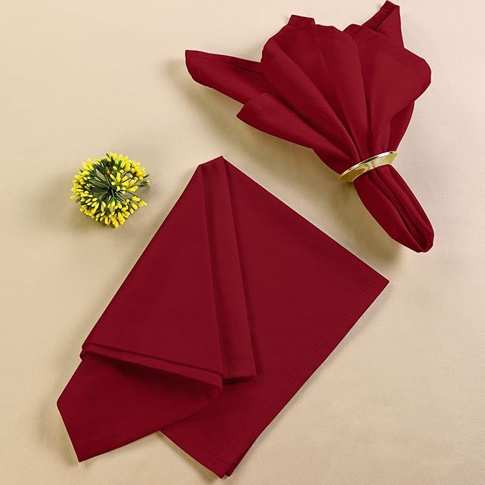 Utopia Kitchen Red Cloth Napkins [12 Pack, 18x18 Inch] Absorbent Cotton Blend Washable and Reusable for Dinner, Restaurant, Lunch, Wedding and Hotel