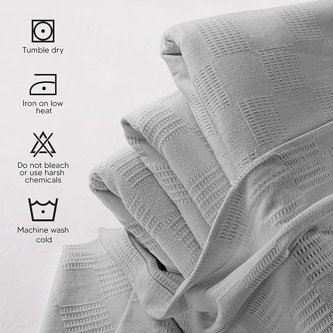 Utopia Bedding 100% Cotton Thermal Blanket Cool Grey Twin Size Soft, Lightweight, Breathable, Cozy Spring and Summer Blanket for Couch and Sofa, Home Room Decor Gifts for Women and Men (90x72 Inches)