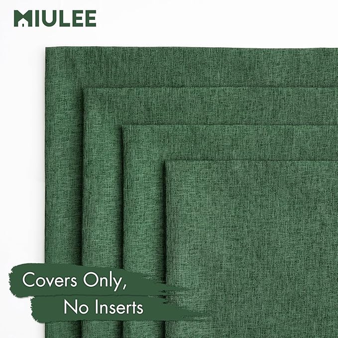 MIULEE Pack of 4 Decorative Outdoor Throw Pillow Covers Linen Waterproof Pillow Covers Summer Farmhouse Cushion Cases for Patio Garden Tent Balcony Couch Sofa 16x16 Inch Dark Green