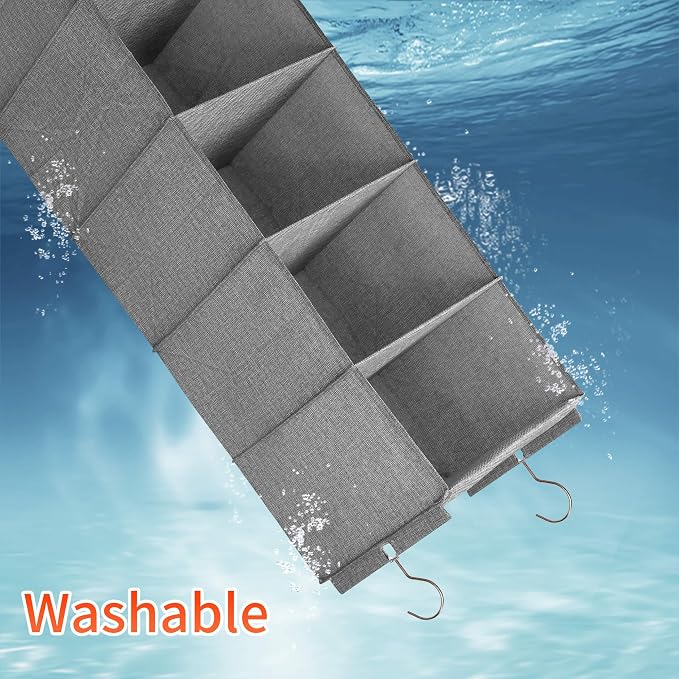Large Hanging Sweater Organizer for Closet,Collapsible 6-Shelf Hanging Closet Shelves with Drawers, Washable (Grey-6 Shelf-2 d)