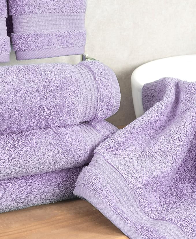 Cotton Paradise 100% Cotton Turkish Towel Set, Soft Absorbent Quick Dry, 4 Piece Hand Towel Set, Lilac