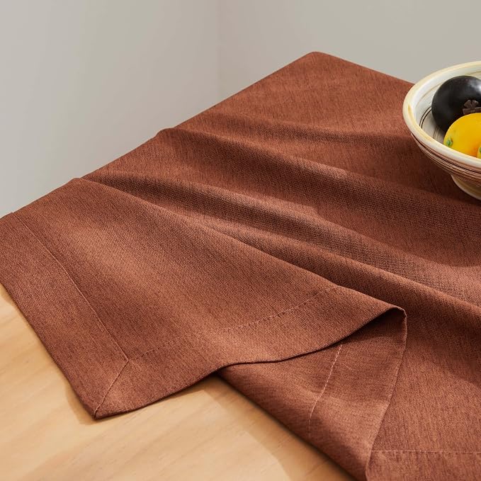 ZeeMart Basic Linen Textured Table Cloth, 52 x 52 Inch Terracota, Farmhouse Style Rust Square Tablecloth, Wrinkle Resistant Washable Heavy Weight TableCloths