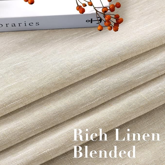 H.VERSAILTEX Linen Curtains Nickel Grommet Natural Linen Semi-Sheer Curtains 2 Panels Privacy Added Premium Soft Rich Material Drapes for Bedroom/Living Room - 52x54 - Inch - Linen
