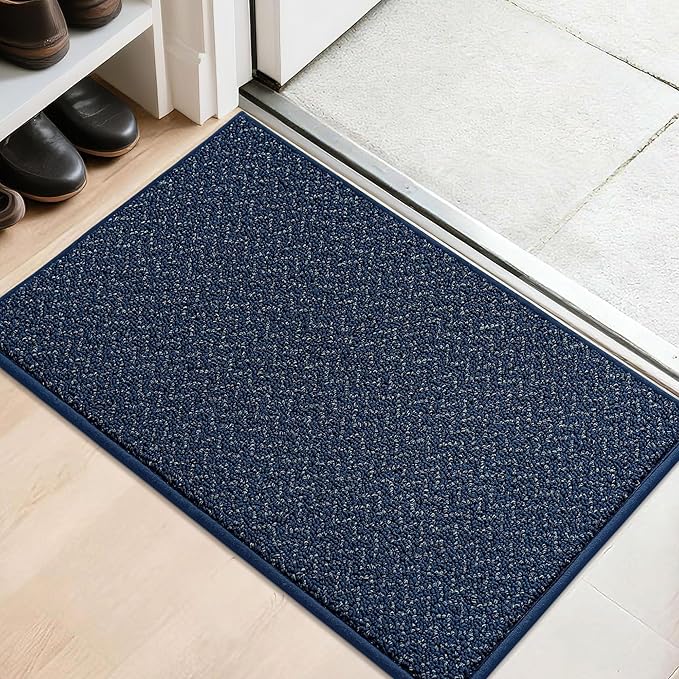 COSY HOMEER-Door-Mat 20" x 32" Non Slip Absorbent Entryway Rugs Dirt Trapper Doormats Washable Entrance Mats Low Pile Welcome Floor Mat for Front Back Door and Entry Mats,Navy Blue