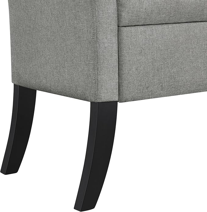 Yaheetech Storage Bench for Entryway Linen Window Bench with Rolled Arms for Bedroom Entryway Window Seat, Light Gray