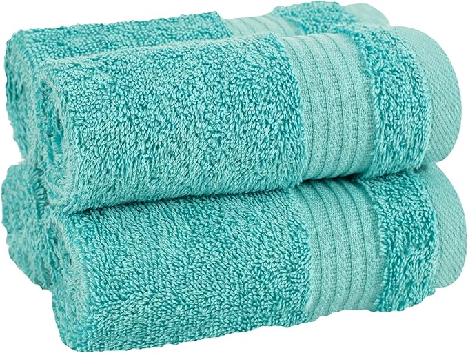 Cotton Paradise 100% Cotton Turkish Towel Set, Soft Absorbent Quick Dry, 4 Piece Washcloth Set, Turquoise