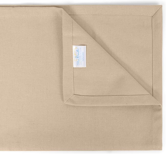 Blue Needles Solid Cloth Napkins Set of 12 Beige 100% Cotton Dinner Napkins 18x18 inches - Spring Summer Easter - Soft, Reusable, Absorbent & Washable Linen, Ideal for Events Parties & Everyday Use