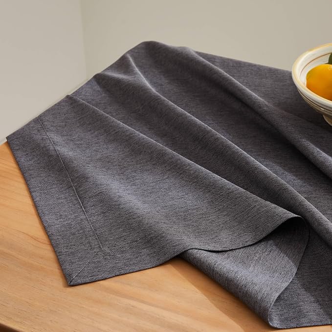 ZeeMart Basic Linen Textured Table Cloth, 60 x 84 Inch Charcoal, Farmhouse Style Dark Grey Rectangle Tablecloth, Wrinkle Resistant Washable Heavy Weight TableCloths