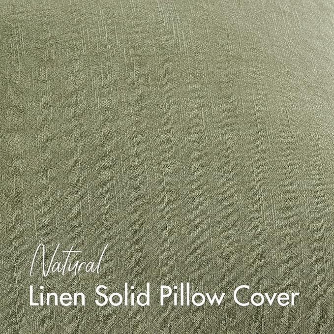 24x24 Inch Set of 2 Decorative Linen Solid Throw Pillow Covers Boho Farmhouse Euro Pillows Modern Spring Home Decor for Couch Sofa Living Room Bed,Sage Green