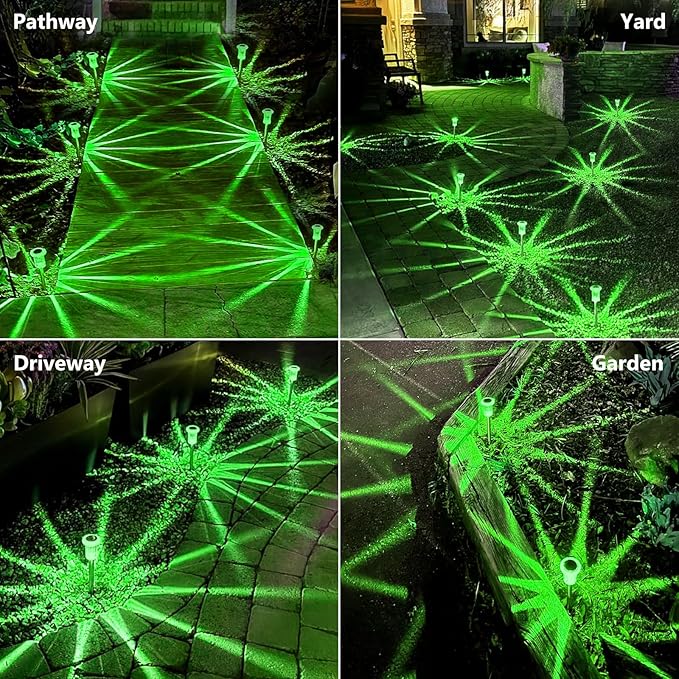 Solar Lights Outdoor 10 Pack Solar Pathway Lights Green Halloween Decorations Waterproof Yard Lighting for Outside Driveway Garden Walkway Path Landscape Lawn