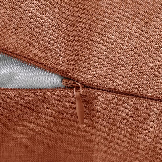 MIULEE Pack of 2 Decorative Outdoor Solid Waterproof Throw Pillow Covers Faux Linen Garden Farmhouse Cushion Cases for Summer Patio Tent Balcony Couch Sofa 18x18 Inch Rust