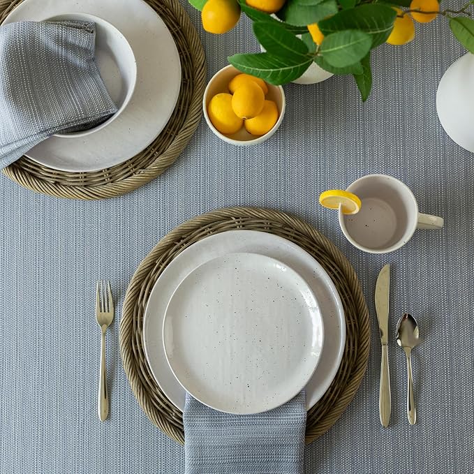 Benson Mills Cameron Textured Fabric Table Cloth, for Everyday Home Dining, Parties, Weddings & Holiday Tablecloths (60" x 104" Rectangular, Millennium Light Chambray Blue)