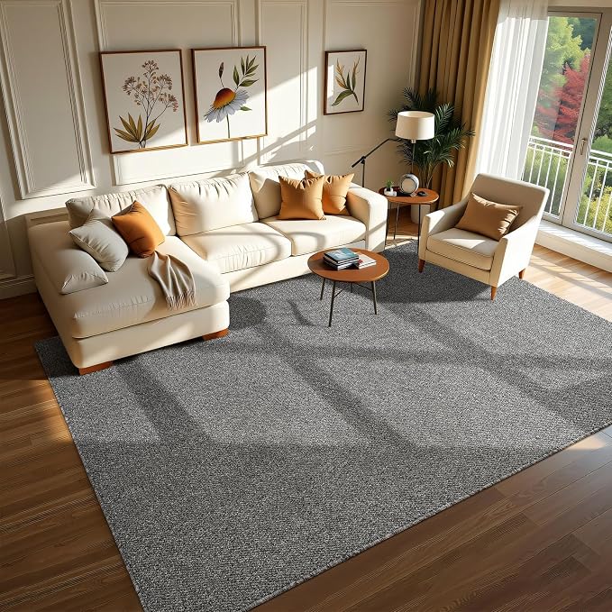 Softlife 4x6 Faux Jute Area Rug, Washable Rugs for Entryway Modern Farmhouse Non-Slip Accent Rug Floor Carpet for Dining Room Living Room Bedroom Kitchen Entryway, Grey