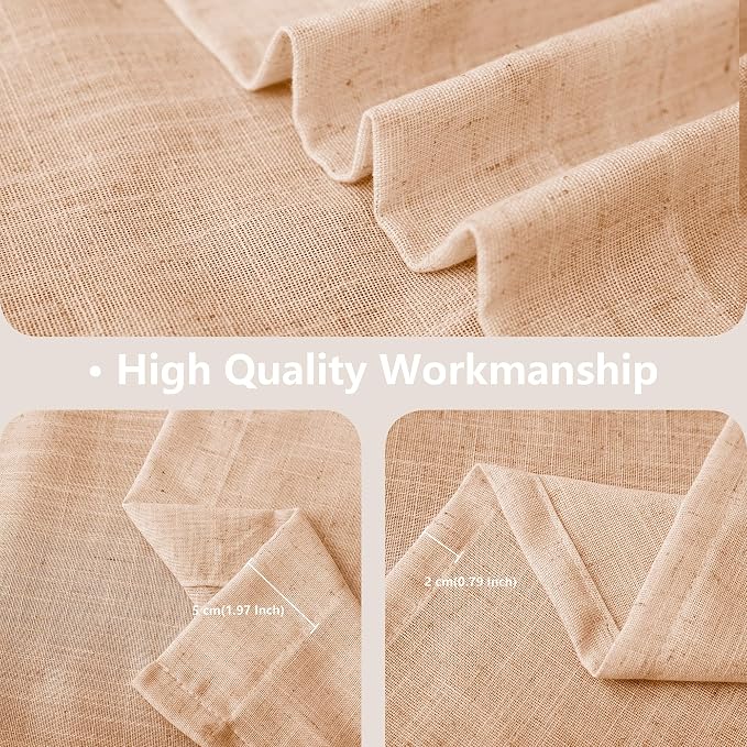 Linen Blended Sheer Curtains & Drapes - 108 Inches 2 Panels Set | Light Filtering & Semi-Sheer Privacy Protection, Grommet Top, Fits Living Room and Bedroom, 54 Inches Wide, Burnt Orange
