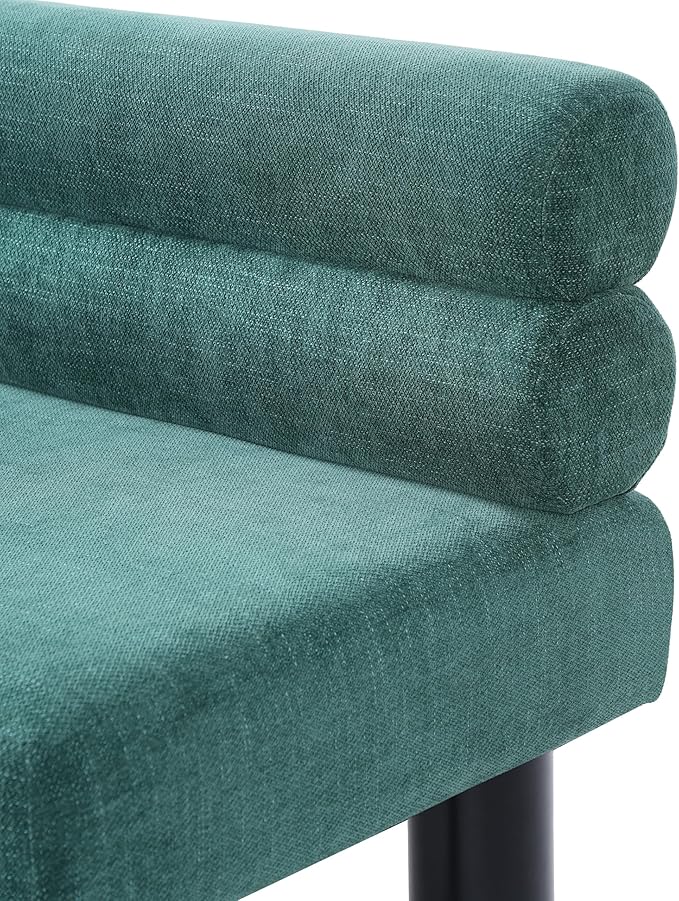Christopher Knight Home Wally Fabric Upholstered Dining Bench, Long Dining Room Chair, Wooden Entryway Bench, Bedroom End of Bed Bench, Teal Green+Black