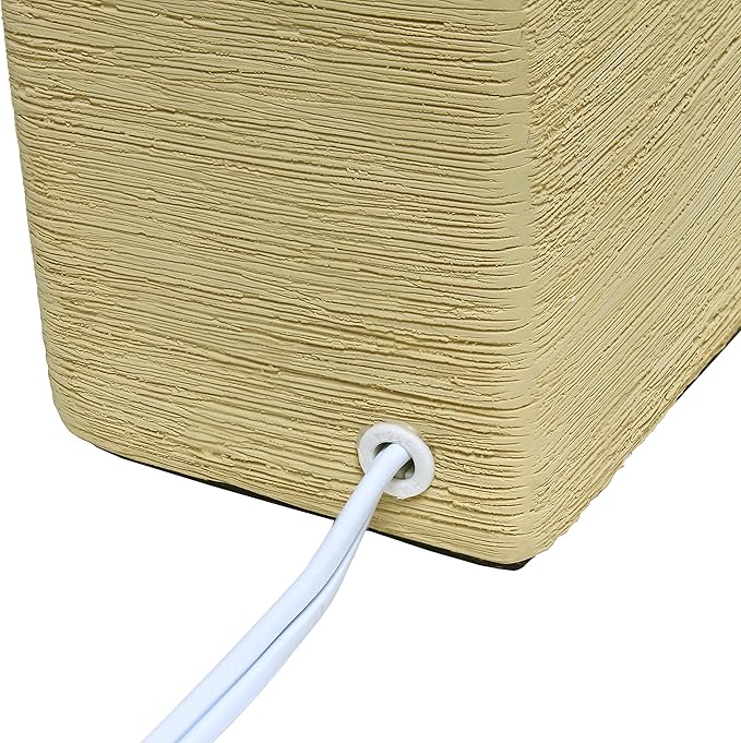 Simple Designs LT2072-BGE Petite Faux Stone Table Lamp with Fabric Shade, Beige with White Shade