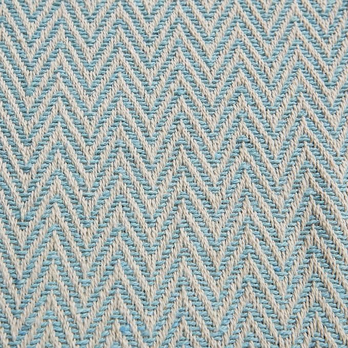 DII Woven Basic Tabletop Collection Chevron Table Runner, 15x72, Aqua