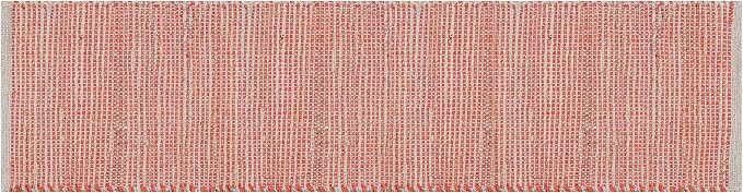 Boho Jute Table Runner for Dining Tables, Rustic Orange Table Runner Farmhouse Style , Cotton and Jute Neutral Colorful Indoor Kitchen Decor, 13 X 36 Inch, - Natural- Orange