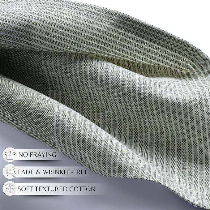 Ramanta Home Cloth Napkins Set of 12 18x18 Inches - Spring Basket Decor Block Striped Dinner Napkins for Easter Farmhouse Wedding, Washable Soft Cotton Durable Table Linen for Everyday Use - Green