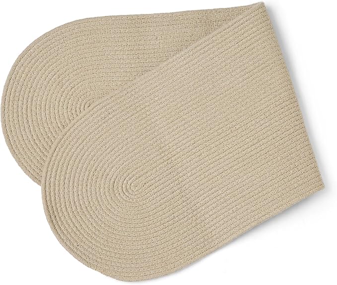 Encasa XO Dining Table Runner | Handmade Ribbed Style Cotton | 12x36 in | Beige | for Coffee & Center Table