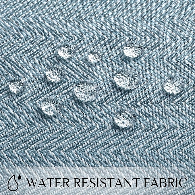 Softalker Outdoor Tablecloth Rectangle, Waterproof Linen Cotton Farmhouse Table Cloths with Tassel, Heavy Weight Wrinkle Free Boho Table Cover for Picnic Camping Dining - 55 x 84 Inch, Blue Stripe