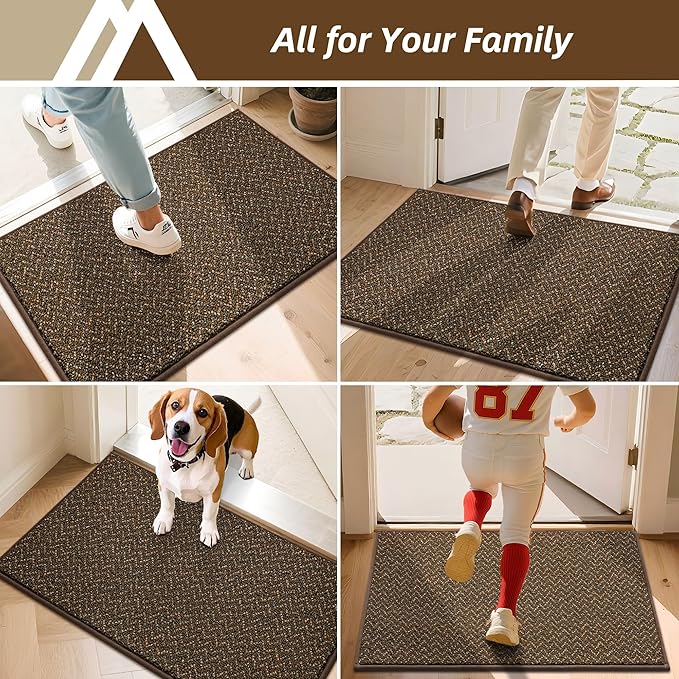 COSY HOMEER-Door-Mat 20" x 32" Non Slip Absorbent Entryway Rugs Dirt Trapper Doormats Washable Entrance Mats Low Pile Welcome Floor Mat for Front Back Door and Entry Mats,Brown