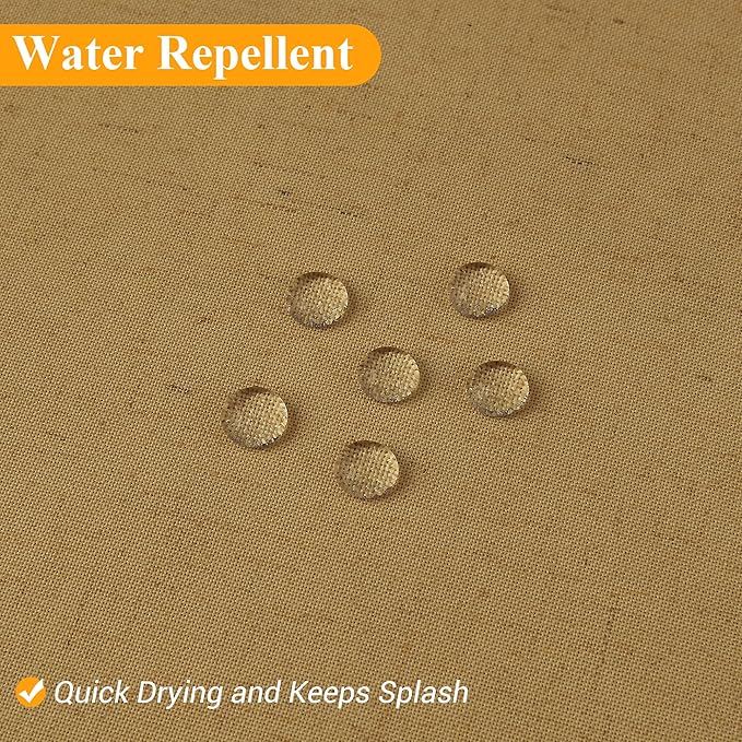 Naturoom 42 Inch Gold Linen Shower Curtain - Narrow Half Small Ultra Thick Fabric Shower Curtain Set with 8 Hooks, Natural Boho Farmhouse Rustic RV Camper Bath Curtains for Bathroom