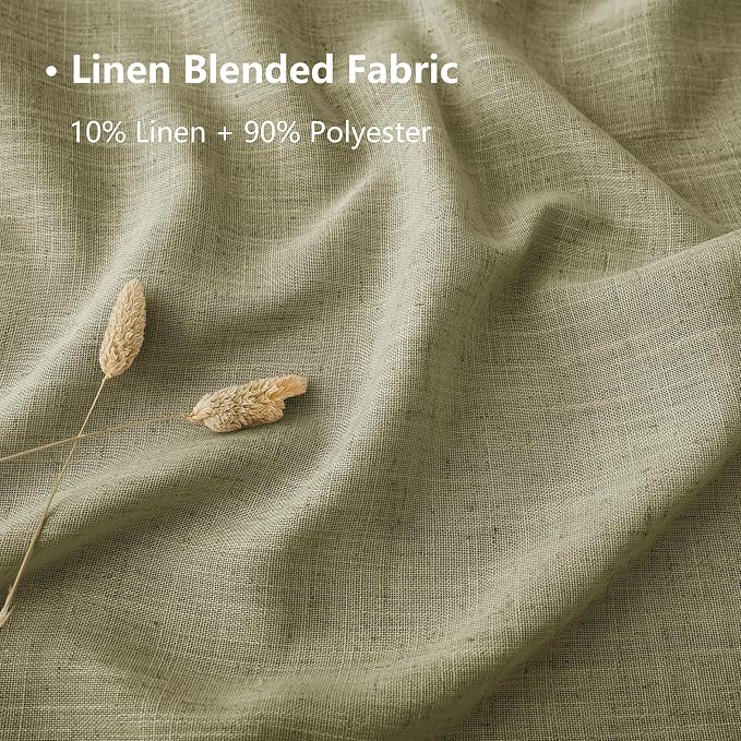 Linen Blended Sheer Curtains & Drapes - 96 Inches 2 Panels Set | Light Filtering & Semi-Sheer Privacy Protection, Grommet Top, Fits Living Room and Bedroom, 54 Inches Wide, Natural Linen