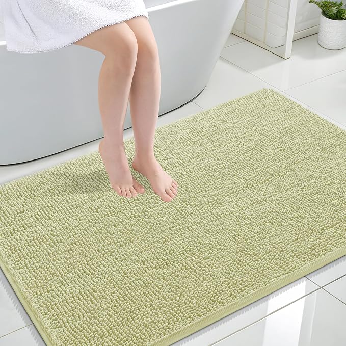 OLANLY Large Bathroom Rugs 44x32, Extra Soft Absorbent Chenille Bath Rugs, Rubber Backing Quick Dry, Machine Washable Bath Mats for Bathroom Floor, Tub and Shower, Home Decor Accessories, Vanilla