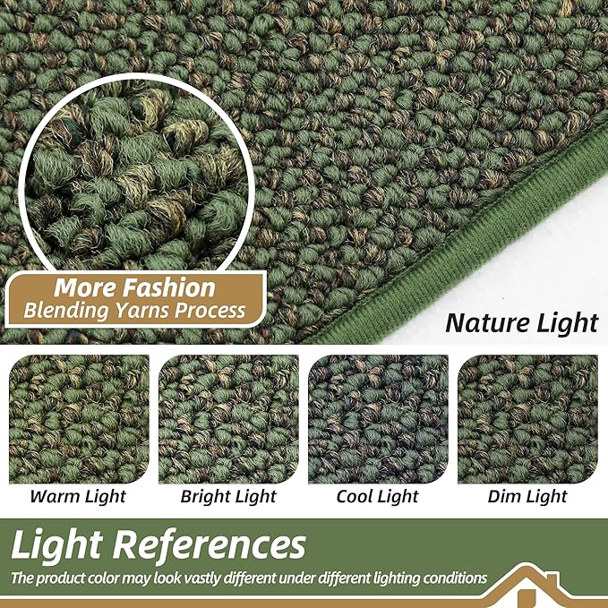 BEQHAUSE Kitchen Rugs 24"x36", Non-Slip Kitchen Mats for Floor, Super Absorbent and Stain Resistant Kitchen Rugs, Machine Washable Rugs for Kitchen, Hallway, Laundry & Sink, Green