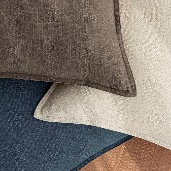 Decorative Linen Solid Throw Pillow Covers 20x20 Inch Set of 2 Coffee Boho Accent Farmhouse Pillows Modern Neutral Home Decor for Couch Sofa Living Room Bed