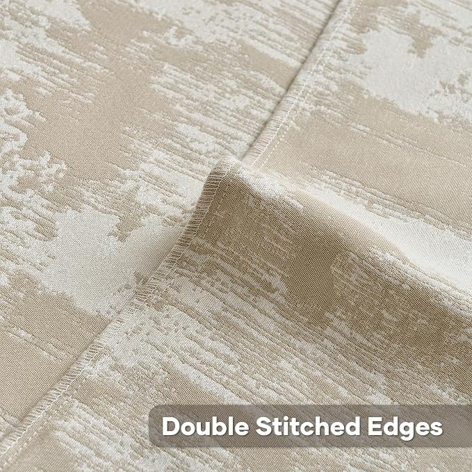 FUTEI Pack of 2 Faux Cashmere Jacquard Throw Pillow Covers 24x24 Inch Soft Marble Pattern Vintage Decorative Euro Pillow Shams Modern Farmhouse Accent for Couch Bed Living Room, Khaki White