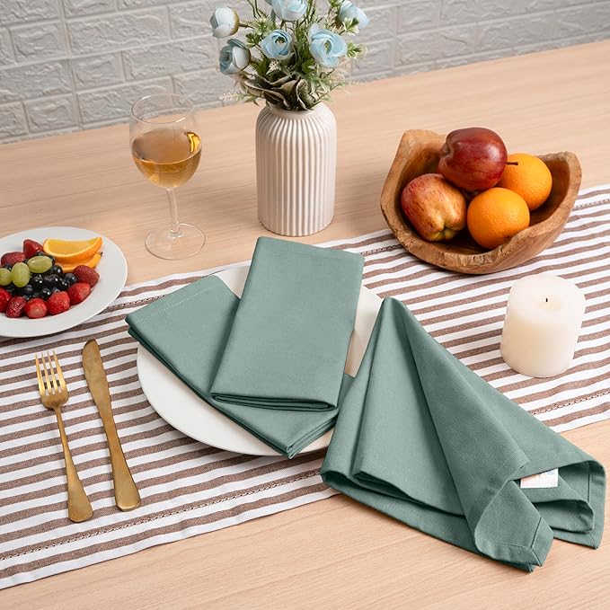 Blue Needles Solid Cloth Napkins Set of 6 Hunter Green 100% Cotton Dinner Napkins 18x18 inches - Soft, Reusable, Absorbent & Washable, Ideal for Wedding Events Farmhouse Parties Hotel & Everyday Use