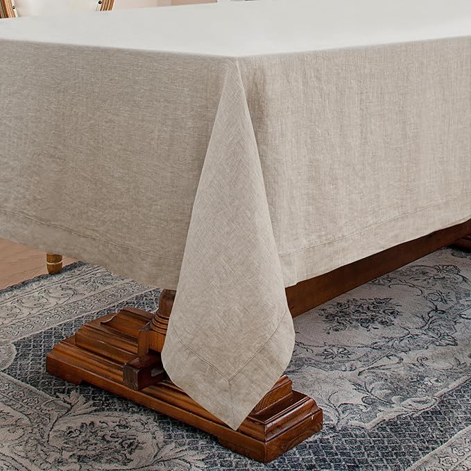 Linen World Linen Tablecloth,100% French Linen Natural Tablecloth 55" x 55" Inch,Washable Square Tablecloth for Dining,Outdoor,Weddings and Restaurants,Decorative Thanksgiving Christmas