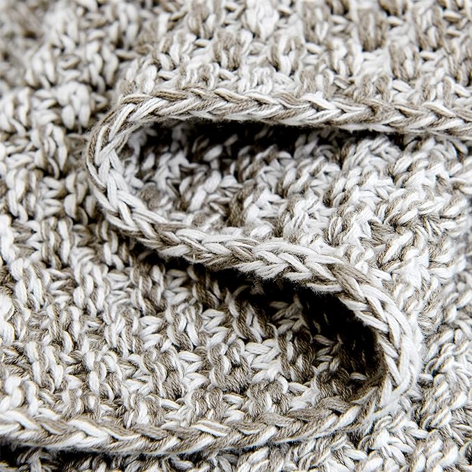 Longhui bedding 100% Cotton Knitted Throw Blanket – Light Grey, Soft & Cozy, Machine Washable, 51"x63" – Perfect for Living Room, Couch, Sofa, Bed or Travel