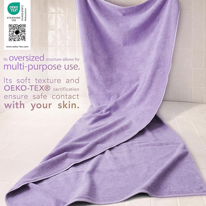 Cotton Paradise 100% Cotton Turkish Towel Set, Soft Absorbent Quick Dry, 40x80 Oversized Bath Sheet Towel, Lilac