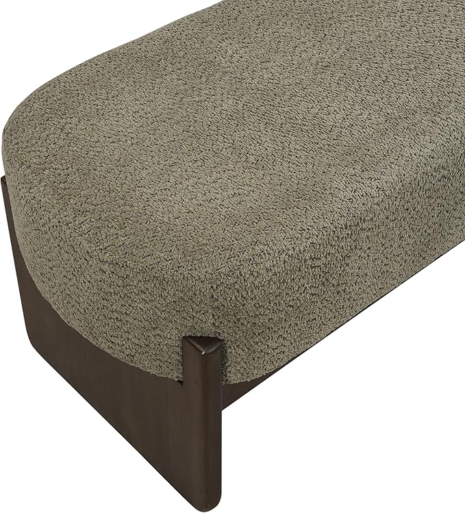Christopher Knight Home Arden Minimalist Loop Yarn Fabric Dining Bench, Wooden Entryway Ottoman Bench, Modern Living Room Sofa Ottoman Footrest, Bedroom End of Bed Bench, Dark Green+Brown