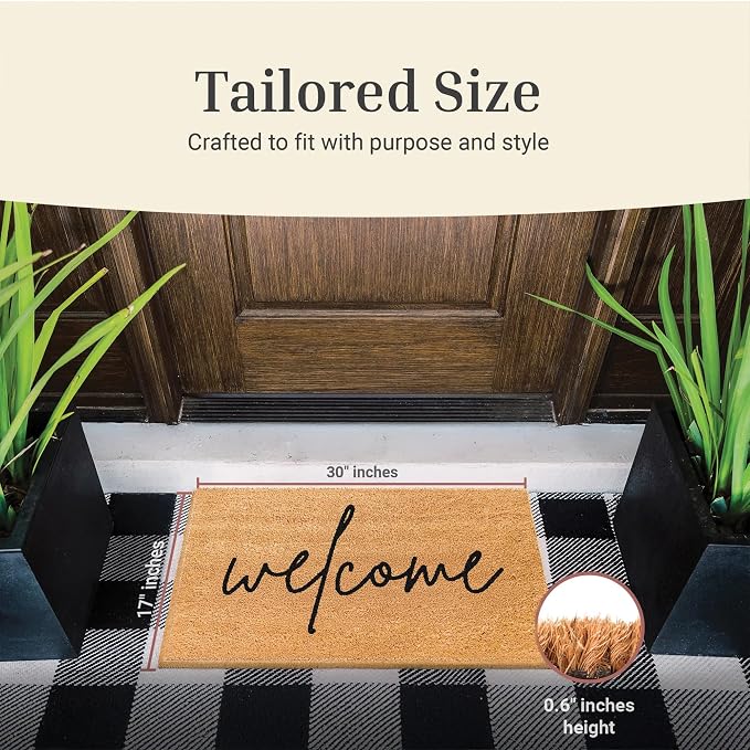 THEODORE MAGNUS Door Mat - Welcome Mat for Front Door with Non-Slip Backing - Durable Coir Doormat - Perfect for Outside Entrance and Entryway Matt - Outdoor/Indoor - Warm Welcome - 17" x 30"